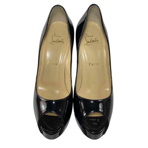 CHRISTIAN LOUBOUTIN VERY PRIVE Black Patent Platform Stiletto Pumps 37.5 7.5 - Picture 5 of 14